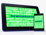 Brainstorm Tablet Means Thinking Creatively Problem Solving And Stock Photo