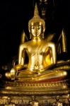 Golden Buddha Statue In The Church Stock Photo