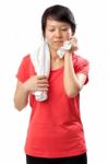 Fitness Woman Sweating Stock Photo