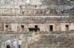 Tourists At The Site Of Mayan Ruins In Copan Ruinas, Honduras Stock Photo