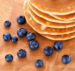 Stack Of Pancakes With Fresh Blueberries Stock Photo