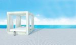 Beach Lounge With Sundeck On Sea View And Blue Sky Background-3d Stock Photo