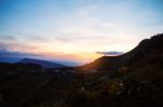 Mountain Landscape With The Sky At Sunset Stock Photo