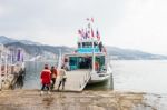 Nami Island - South Korea - January 19: Tourists Arrived In Nami Island By A Ferry On January 19, 2015 In Nami Island, South Korea Stock Photo