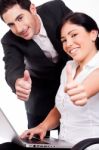 Corporate People Showing Thumbs Up Stock Photo