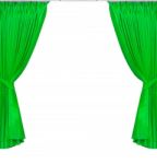 Green Curtains On White Background Stock Photo