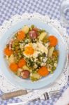 Traditional Green Peas With Egg Stock Photo