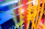 Fiber Optic With Servers In A Technology Data Center Stock Photo