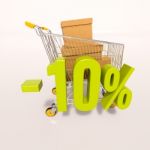 Shopping Cart And Percentage Sign, 10 Percent Stock Photo