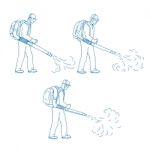 Gardener Leaf Blower Drawing Stock Photo