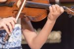 Girl Plays Violin Stock Photo