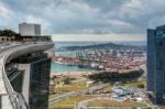 View From The Observation Deck Of The Skypark Hotel Singapore Stock Photo