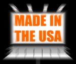 Made In The Usa Sign Displays Produced In America Stock Photo