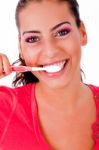 Girl Brusing Her Teeth Stock Photo