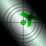 Arrow Aiming On Dartboard Showing Targeting Perfection Stock Photo