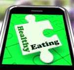 Healthy Eating On Smartphone Shows Dieting And Health Care Stock Photo