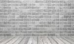 White Stone Wall And White Wood Floor Stock Photo