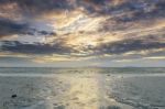 Dramatic Sunset Sky And Tropical Sea At Dusk Stock Photo