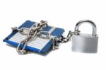 Padlock With Floppy Disk Stock Photo