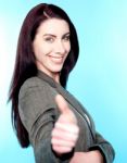 Beautiful Woman Showing Thumbs Up Stock Photo