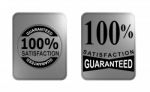 100% Satisfaction Guaranteed Gold Square Seal Stock Photo