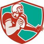 American Football Player Angry Shield Retro Stock Photo