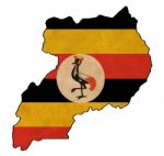 Uganda Map On  Flag Drawing ,grunge And Retro Flag Series Stock Photo