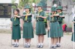 Student 11-12 Years Old, Scout Assembly, Teepangkorn Scout Camp In Samut Sakhon Thailand Stock Photo