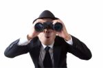 Businessman Using Binoculars Stock Photo