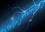 Stock Market Candle-stick Graph Thunderbolt Stock Photo