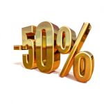 3d Gold 50 Fifty Percent Sign Stock Photo