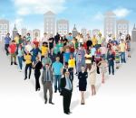 Multi-ethnic People In Mass Numbers Stock Photo