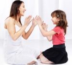 Woman And Child Laughing Stock Photo