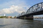 Old Style Bridge Across The River Stock Photo