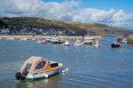 Boats In The Harbour At Lyme Regis Stock Photo