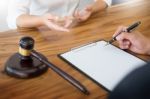 Business People And Lawyers Discussing Contract Papers Sitting A Stock Photo