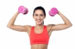 Female Fitness Trainer Working Out Stock Photo