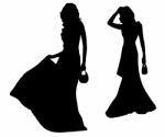 Fashion Silhouettes Of Girls Stock Photo