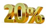 3d Gold 20 Twenty Percent Discount Sign Stock Photo