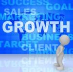 Growth Words Represents Advance Rising And Development 3d Render Stock Photo