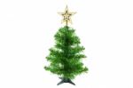 Christmas Tree With Gold Star On White Background Stock Photo