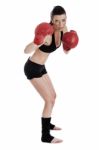 Strong Confident Woman Doing Boxing Stock Photo