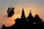 Castle At Wonderla During Sunset Stock Photo