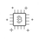 Cryptocurrency Bitcoin Chip Thin Line Flat Design Icon  Il Stock Photo