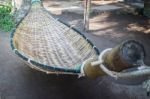 Handmade Bamboo Hammock Craft Weave In The Garden Stock Photo