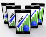 Credit Graph Phone Means Financing Lending And Repayments Stock Photo