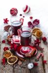 Mulled Wine With Spices Stock Photo