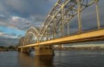 View Of A Bridge In Riga City Stock Photo