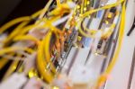 Fiber Optic With Servers In A Technology Data Center Stock Photo