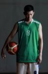 Basketball Player Hold Ball For Shoot Stock Photo